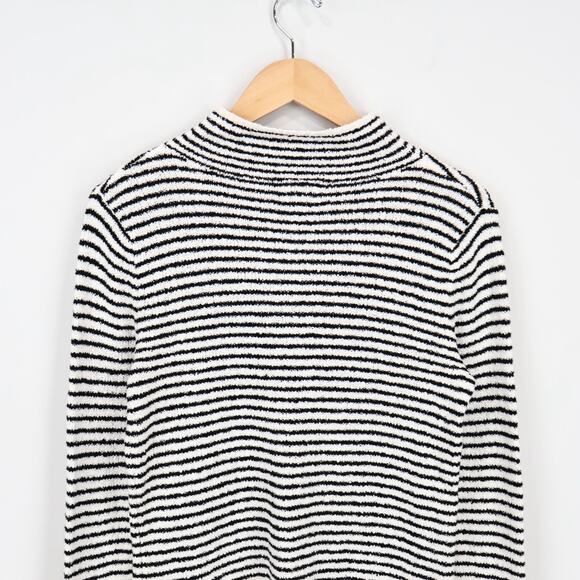 J.Crew Factory Striped Mockneck Pullover Sweater Ivory Black Size XXS NWT - Picture 6 of 8